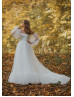 Off Shoulder Ivory Satin Tulle Amazing Wedding Dress